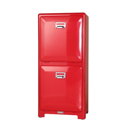 TRASH CAN DOUBLE DECKER RED
