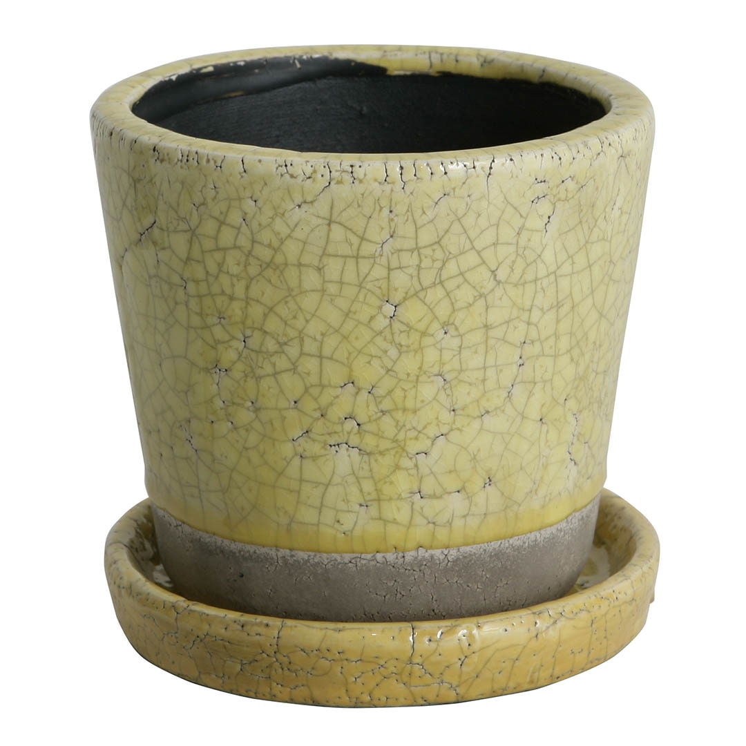 COLOR GLAZED POT YELLOW