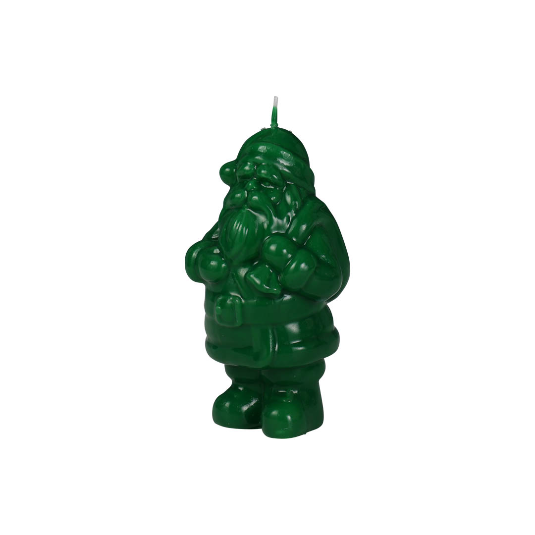 CANDLE SANTA WITH PACKSACK S GREEN