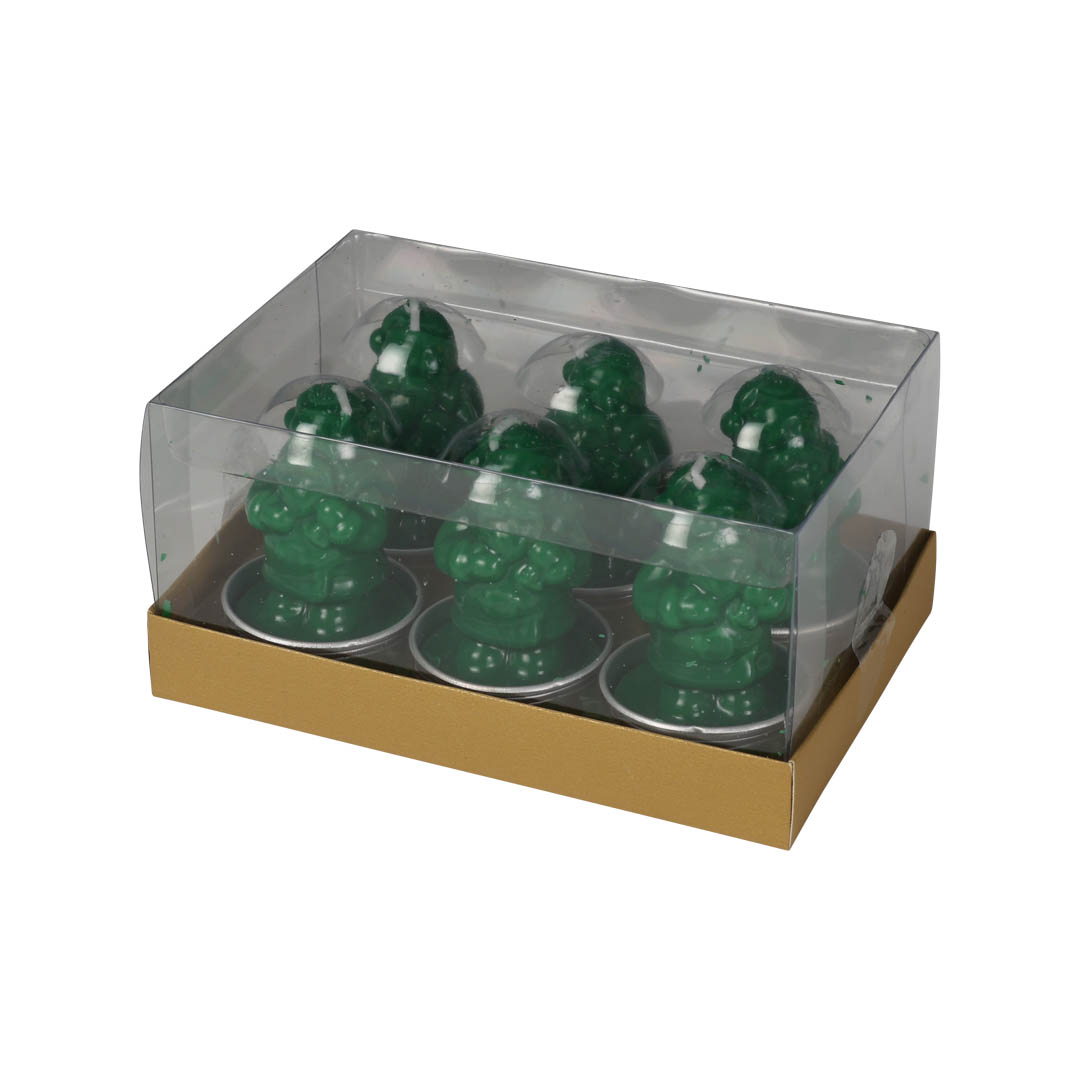 CUP CANDLE SANTA WITH PACKSACK GREEN