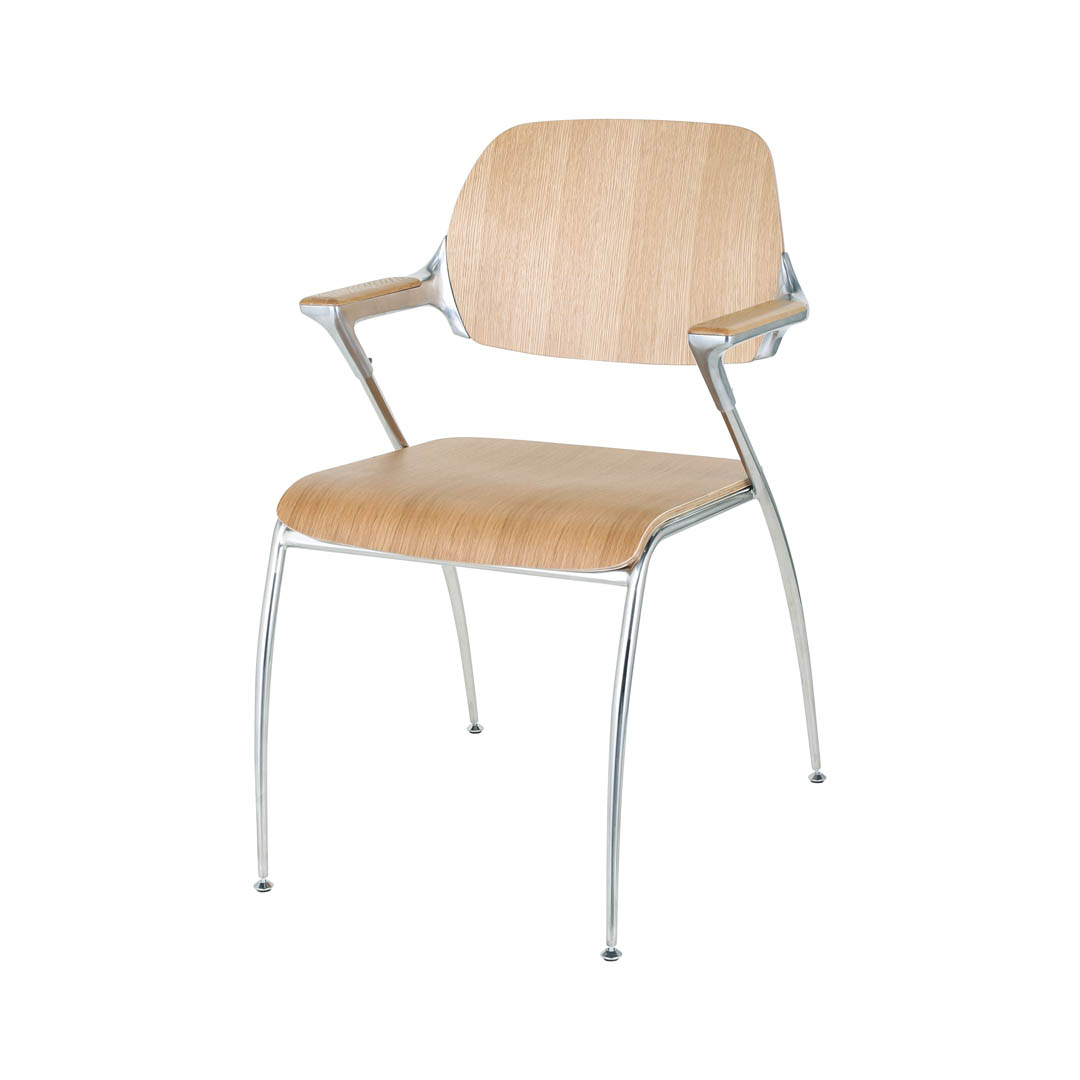 WOOD ALUMINUM ARM CHAIR OAK