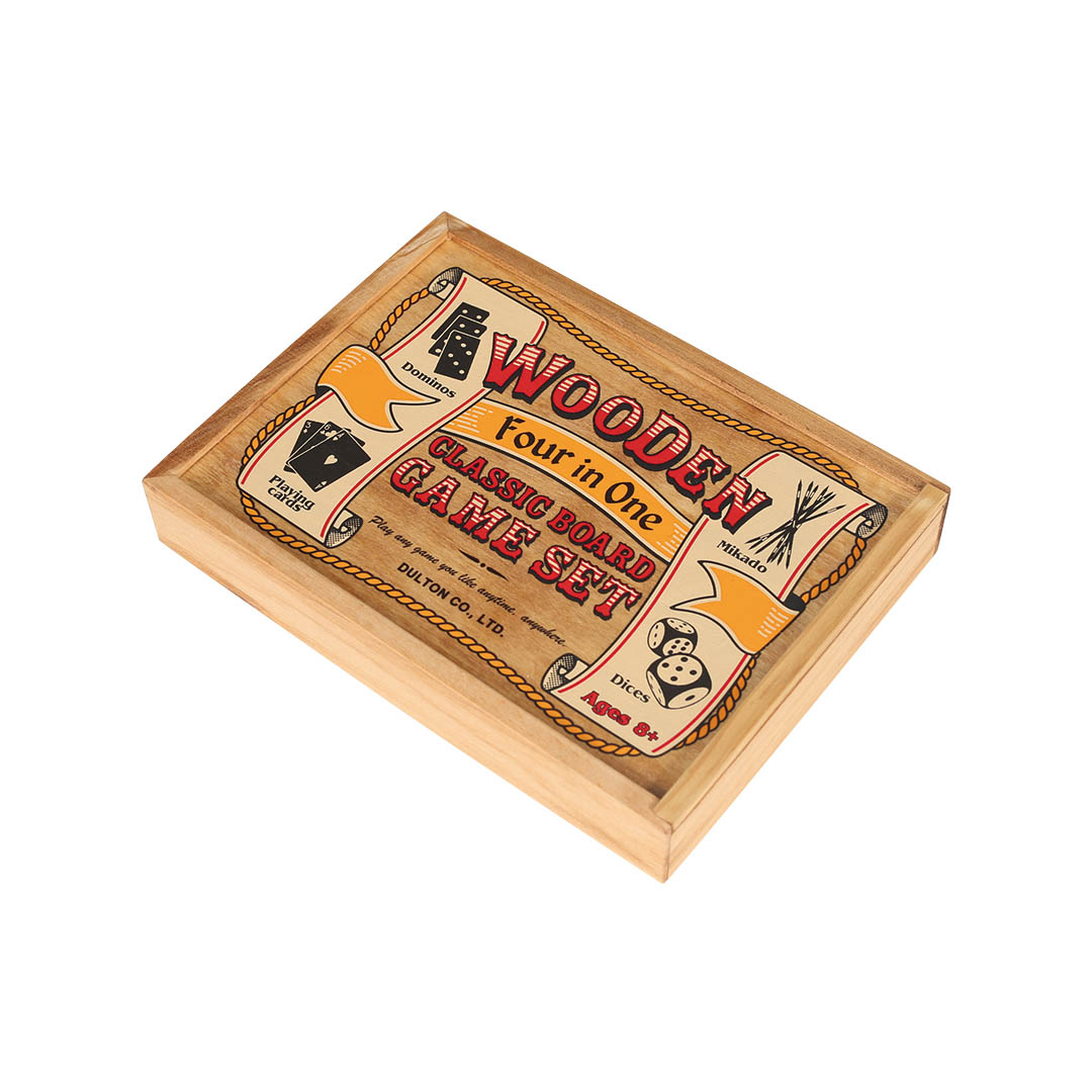 WOODEN 4IN1 CLASSIC BOARD GAME SET/N