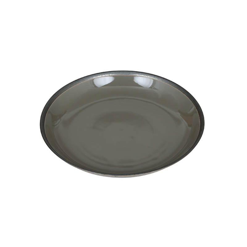 SOUP PLATE WITH RUST RIM GRAY