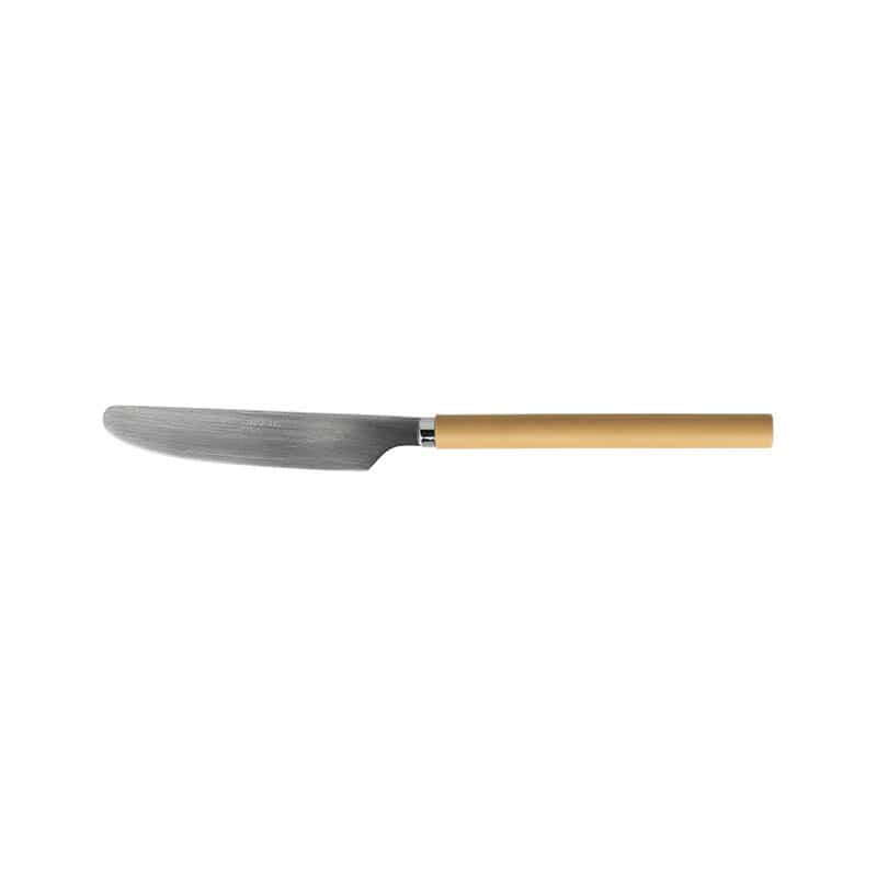 WOOD HANDLE DINNER KNIFE MUSTARD