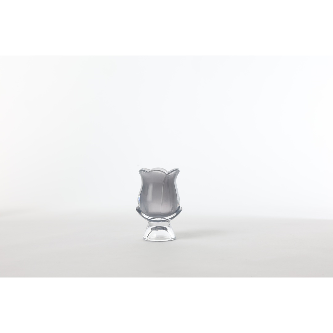 TULIP CANDLE HOLDER BLUE GRAY