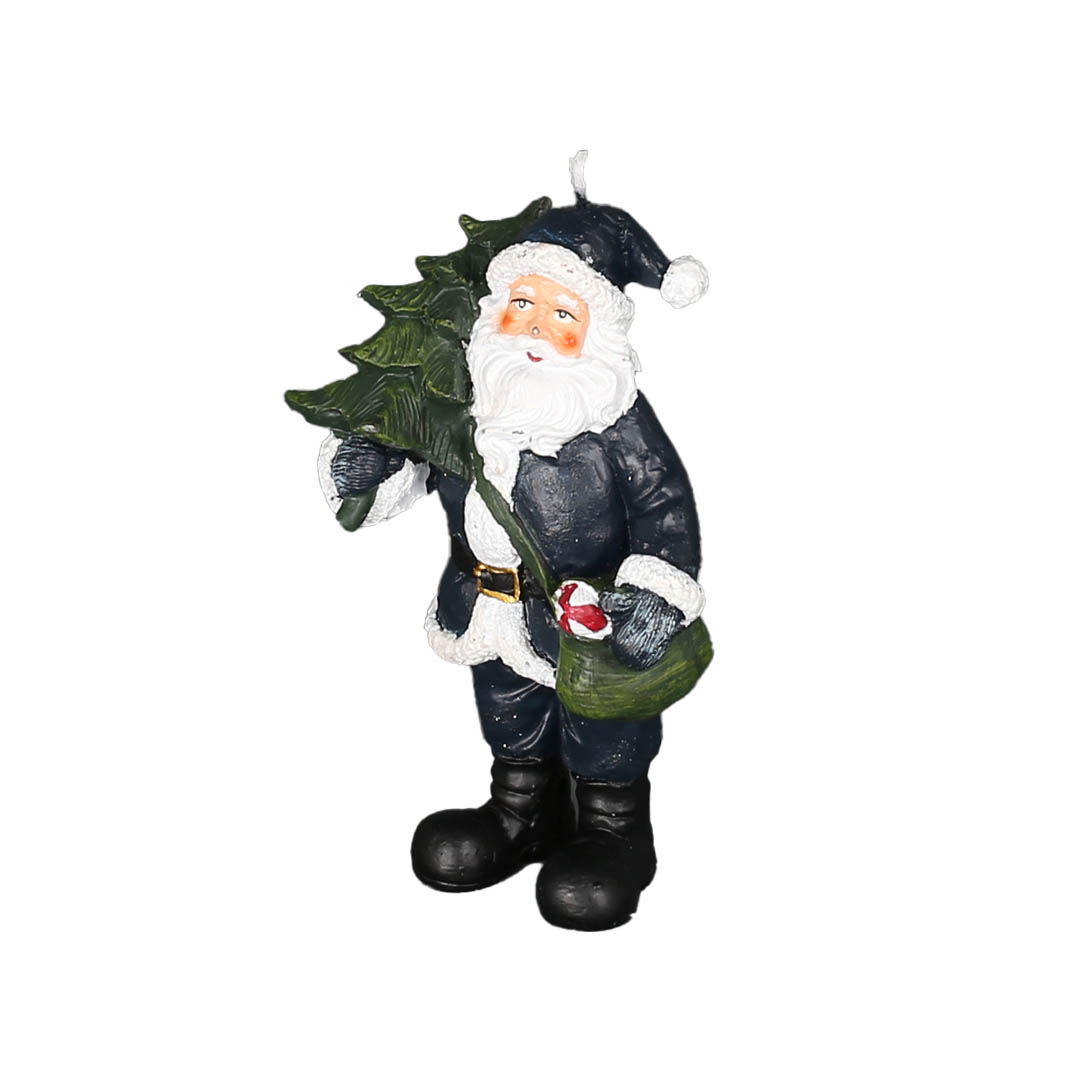 CRAFT CANDLE SANTA CARRING TREE NAVY