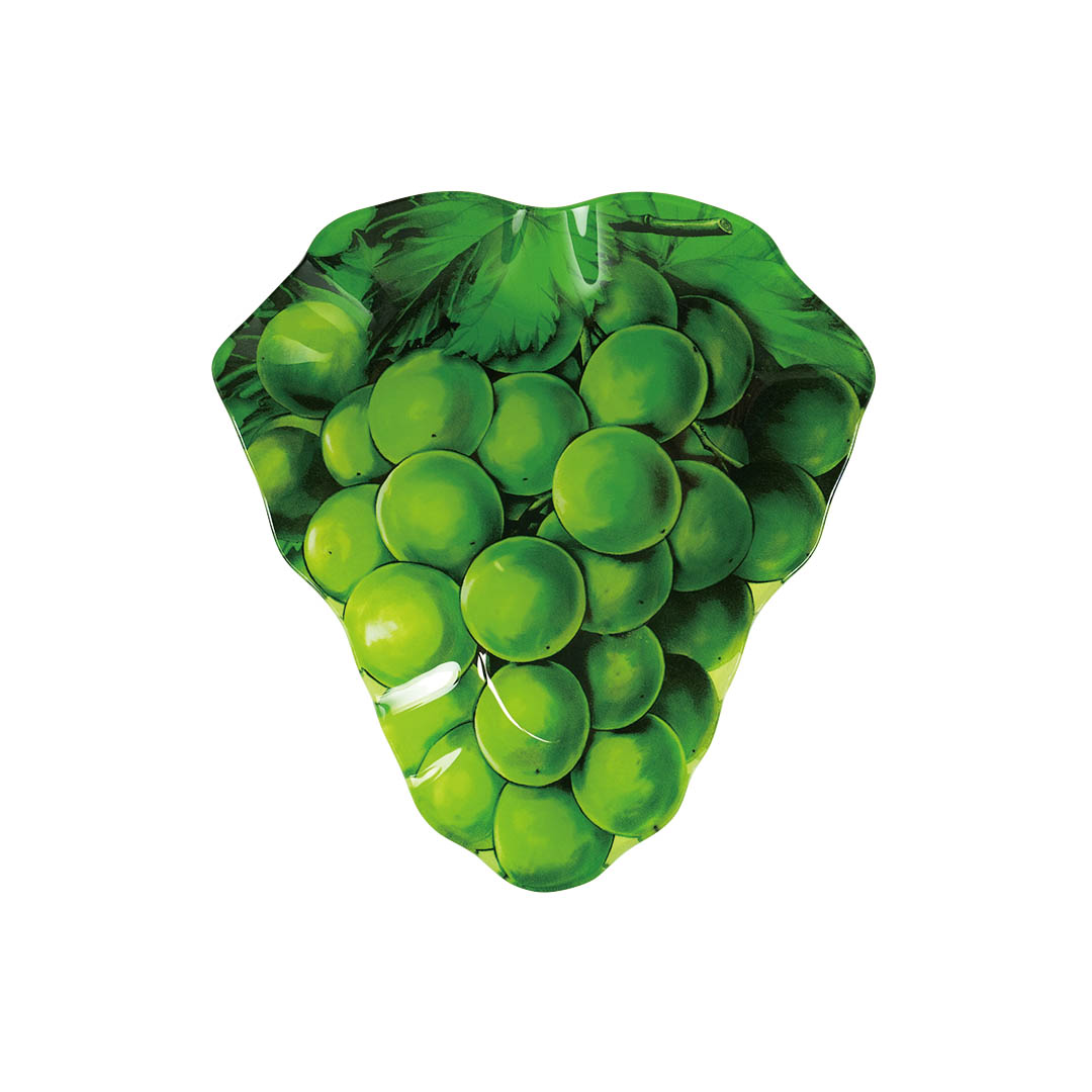 GLASS FARMER PLATE WHITE GRAPES