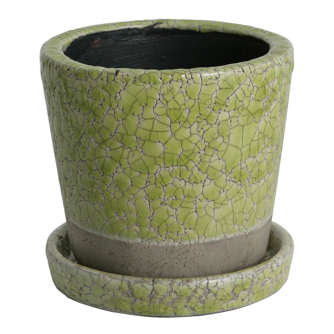 COLOR GLAZED POT LIME GREEN