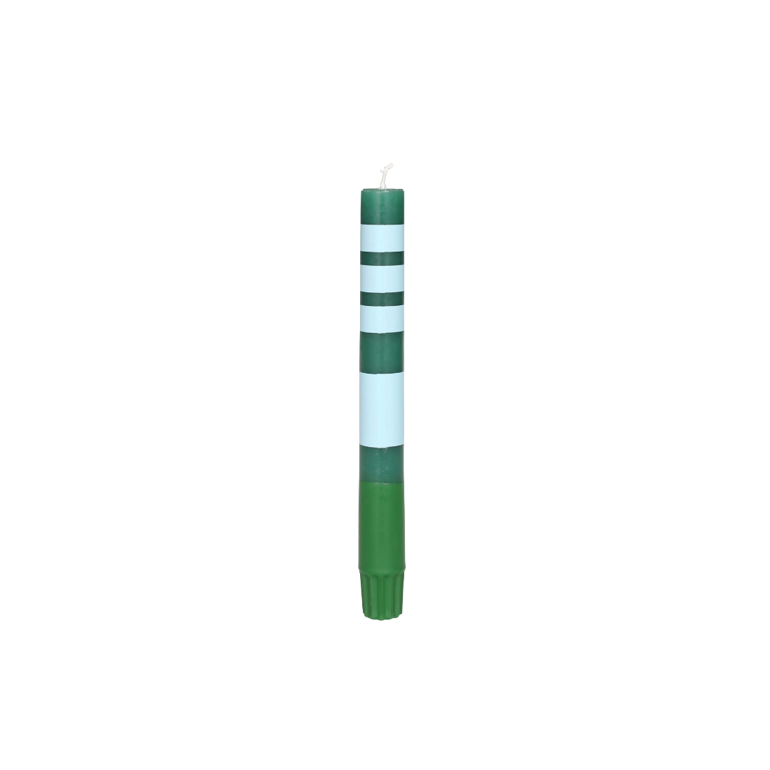 CANDLE STRIPE GREEN SET OF 2