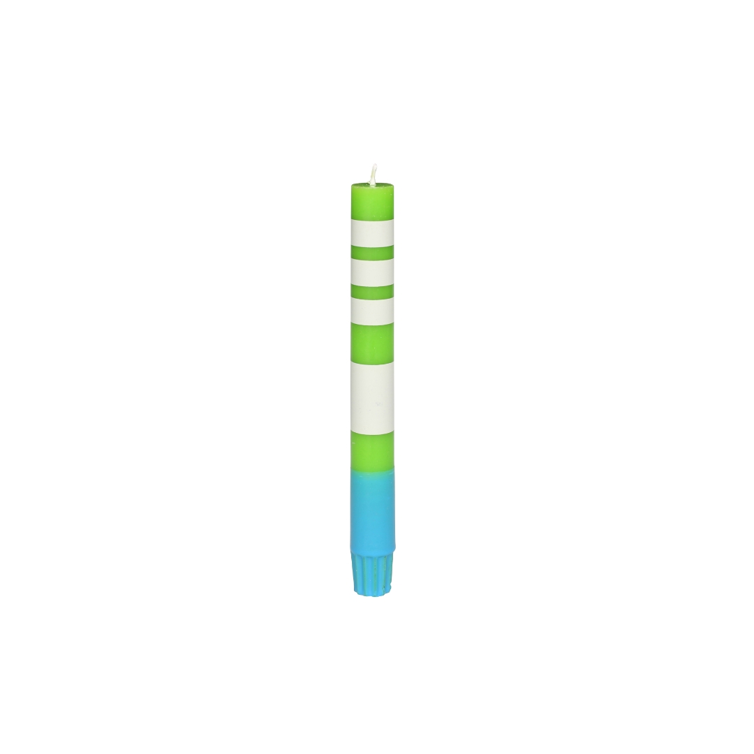 CANDLE STRIPE LIGHT GREEN SET OF 2