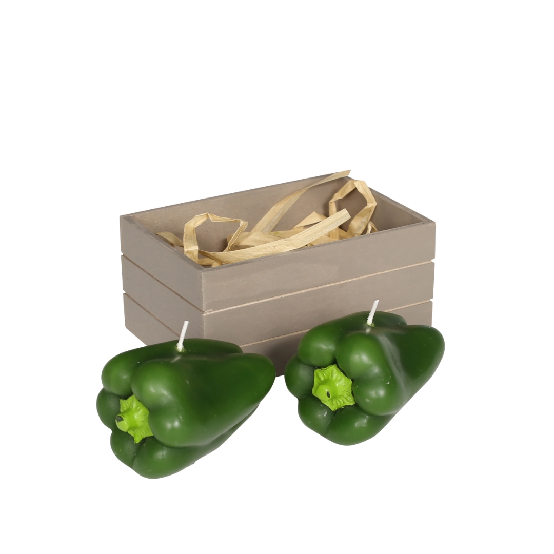 CANDLE GREEN PEPPER SET OF 2