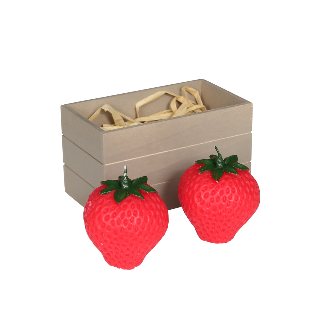 CANDLE STRAWBERRY SET OF 2