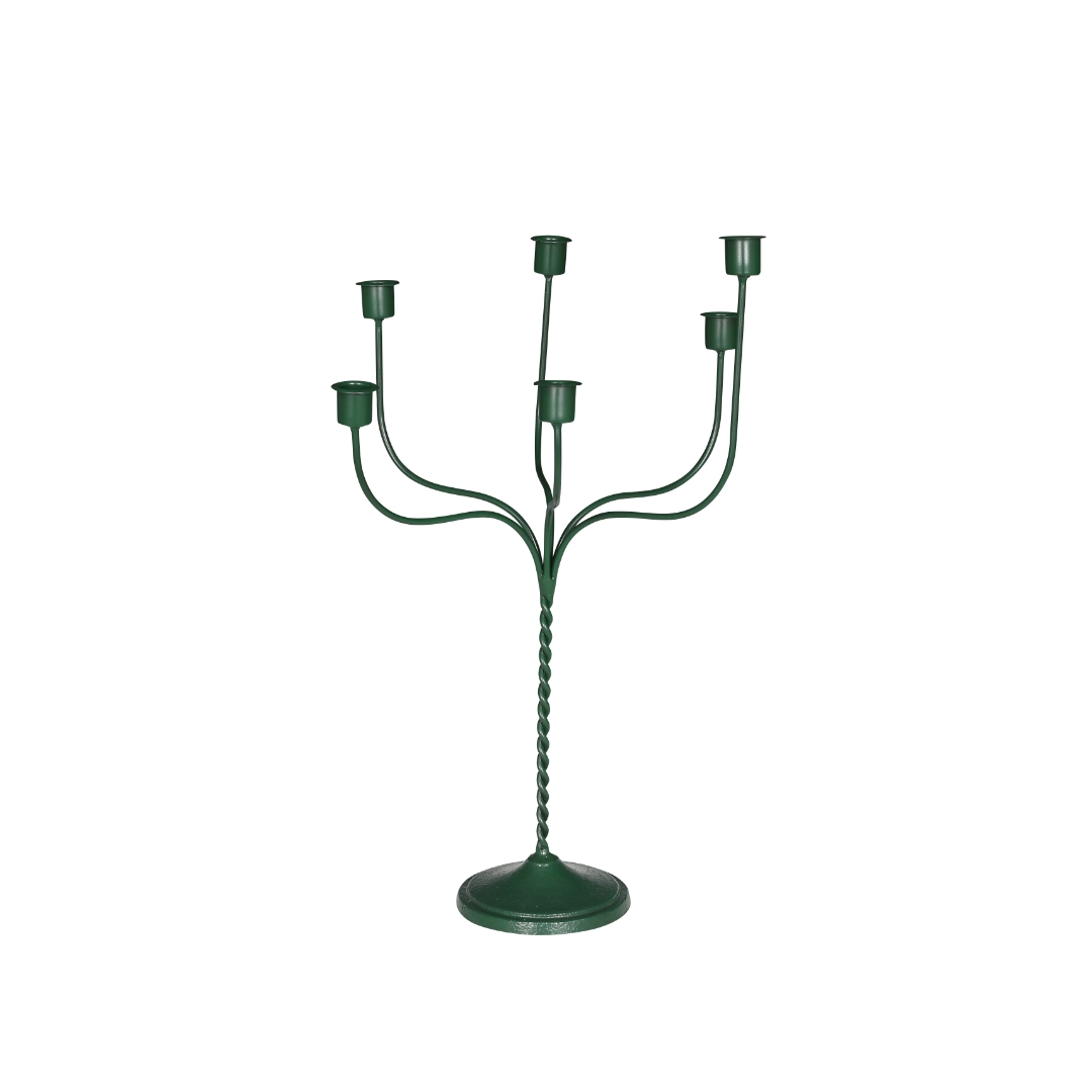 IRON CANDLE HOLDER 6 GREEN