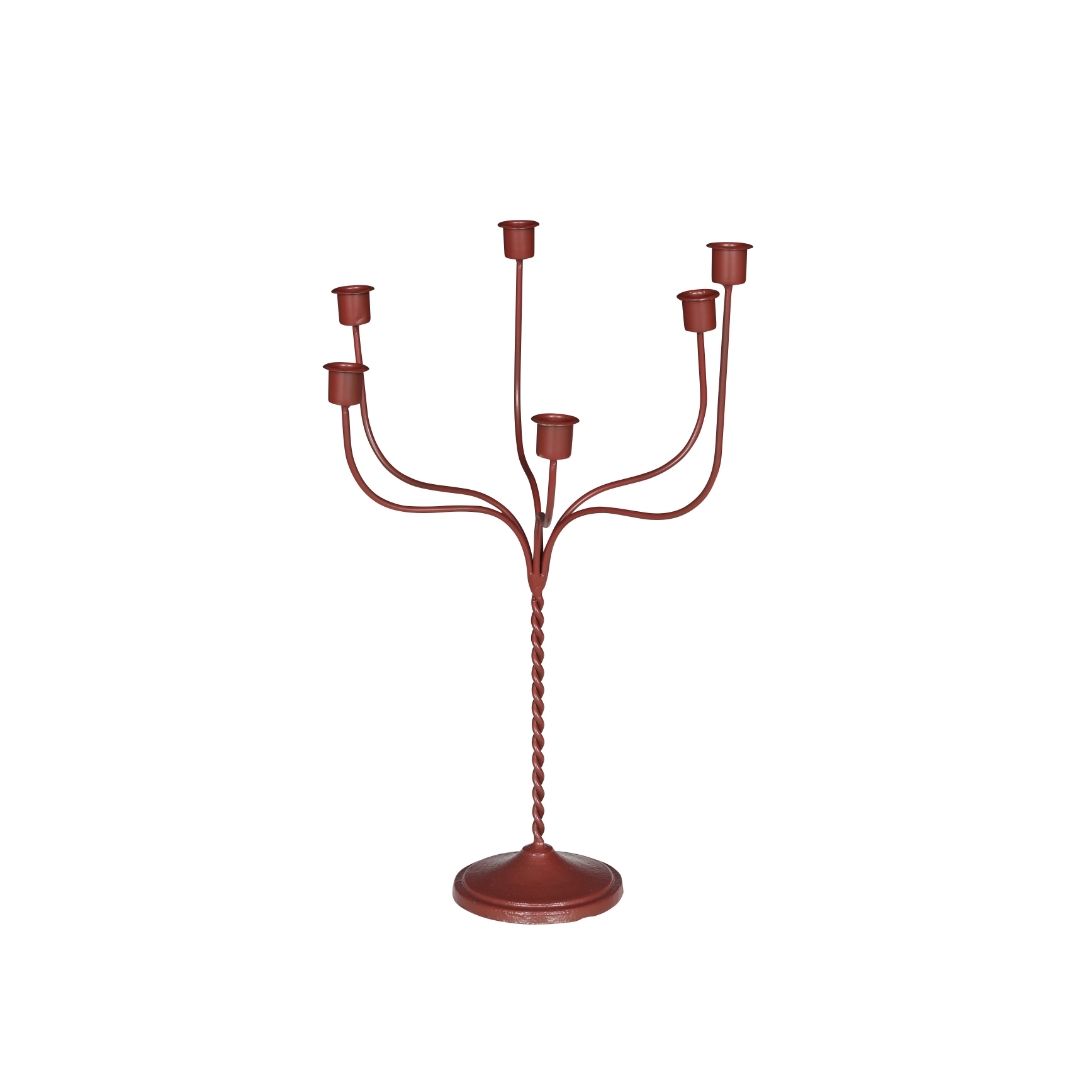 IRON CANDLE HOLDER 6 RED