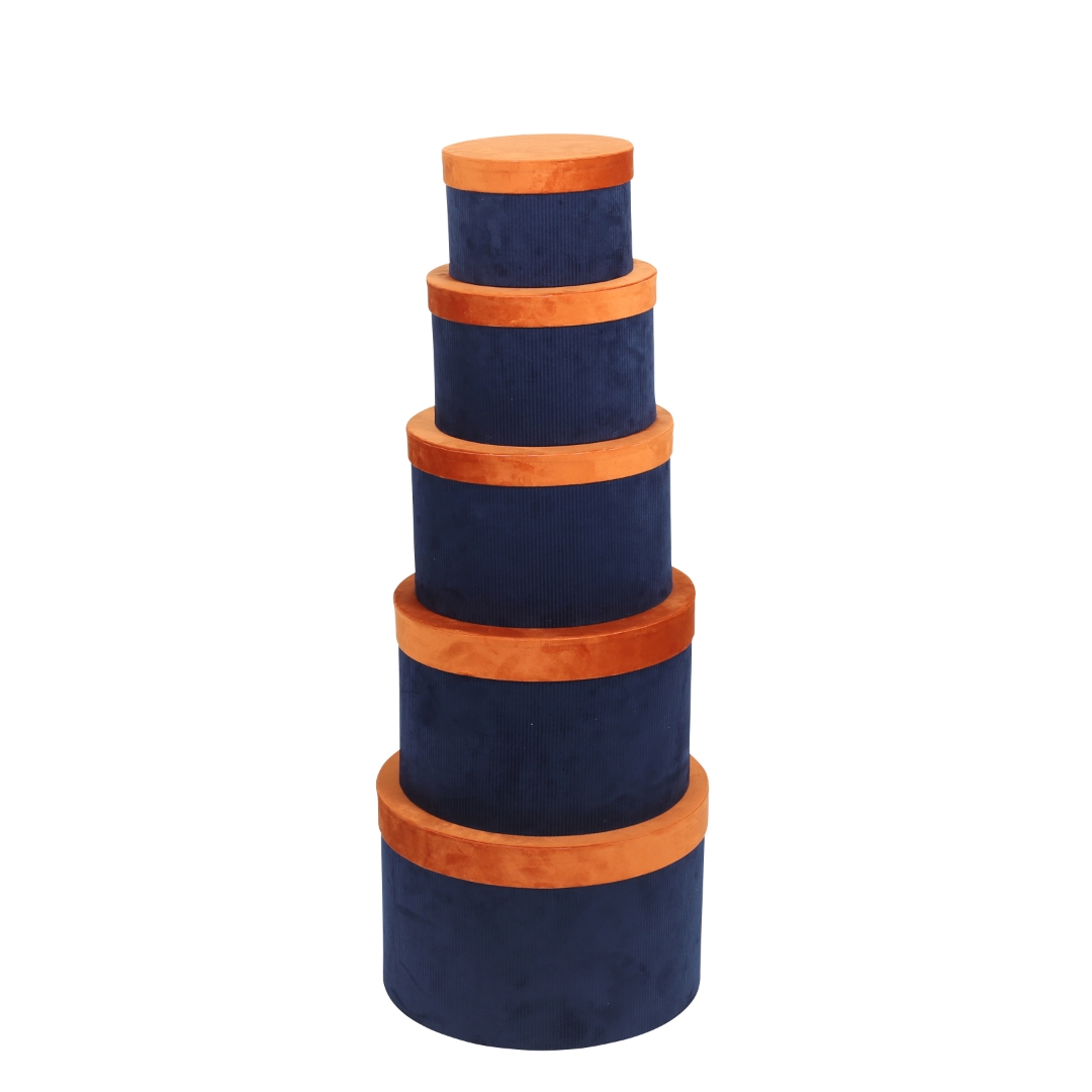 ROUND GIFT BOX CAM/NB SET OF 5