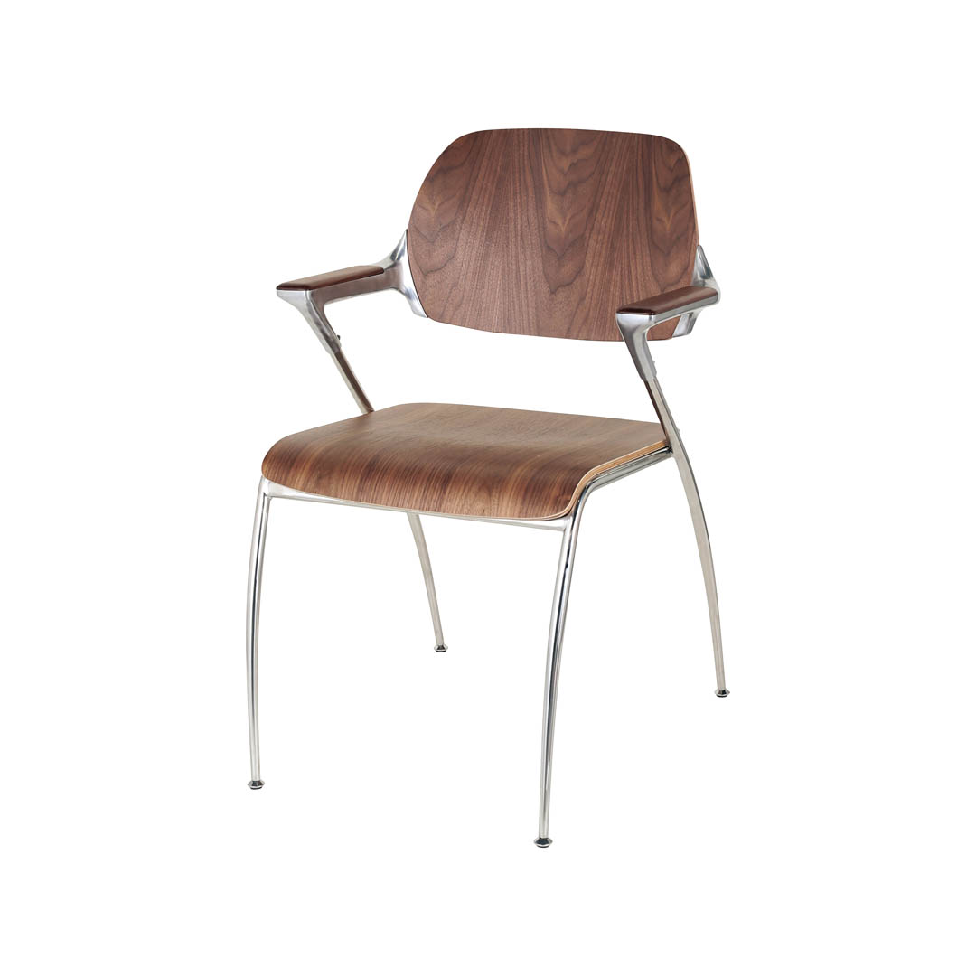 WOOD ALUMINUM ARM CHAIR WALNUT