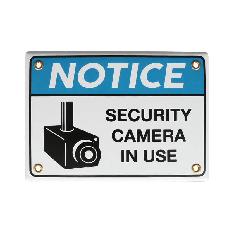 ENAMELED NOTICE SIGN SECURITY CAMERA