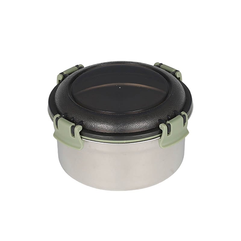 SS FOOD CONTAINER ROUND L GREEN
