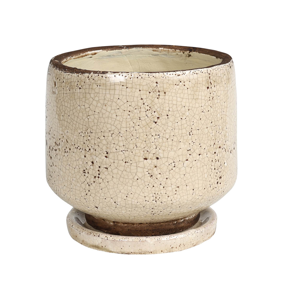 GLAZED EARTHENWARE POT M IVORY