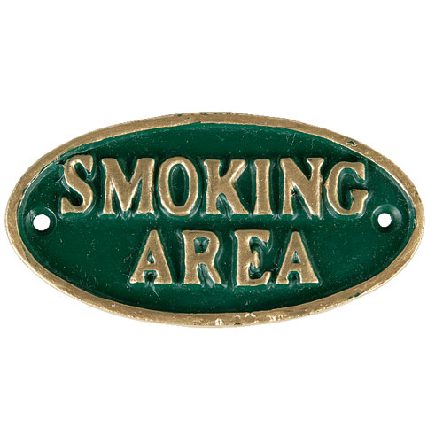 IRON OVAL SIGN GN/GD SMOKING AREA