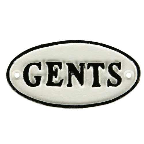 IRON OVAL SIGN WT/BK GENTS