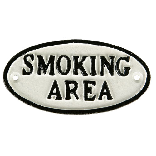 IRON OVAL SIGN WT/BK SMOKING AREA