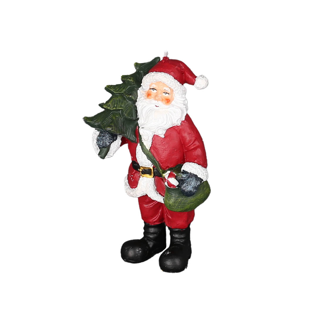 CRAFT CANDLE SANTA CARRING TREE RED