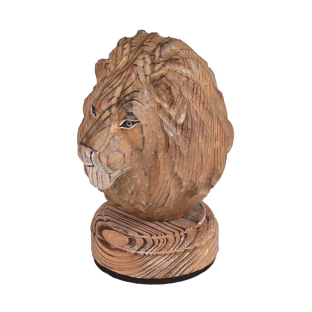 WOODEN ANIMAL HEAD LION