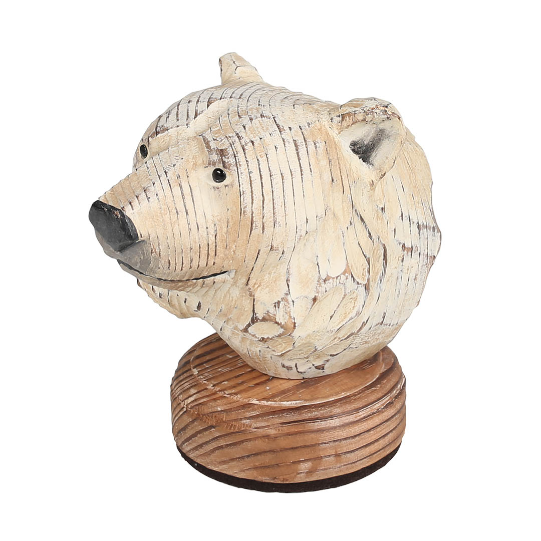 WOODEN ANIMAL HEAD POLAR BEAR