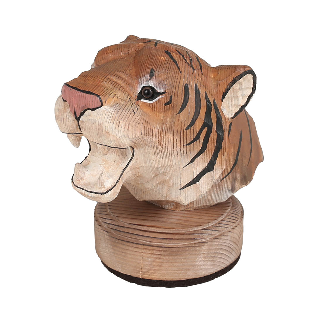 WOODEN ANIMAL HEAD TIGER